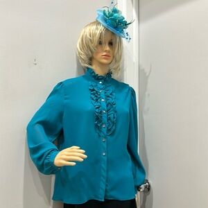 Vintage Notations Women’s Semi Sheer Button Up Blouse. Size M